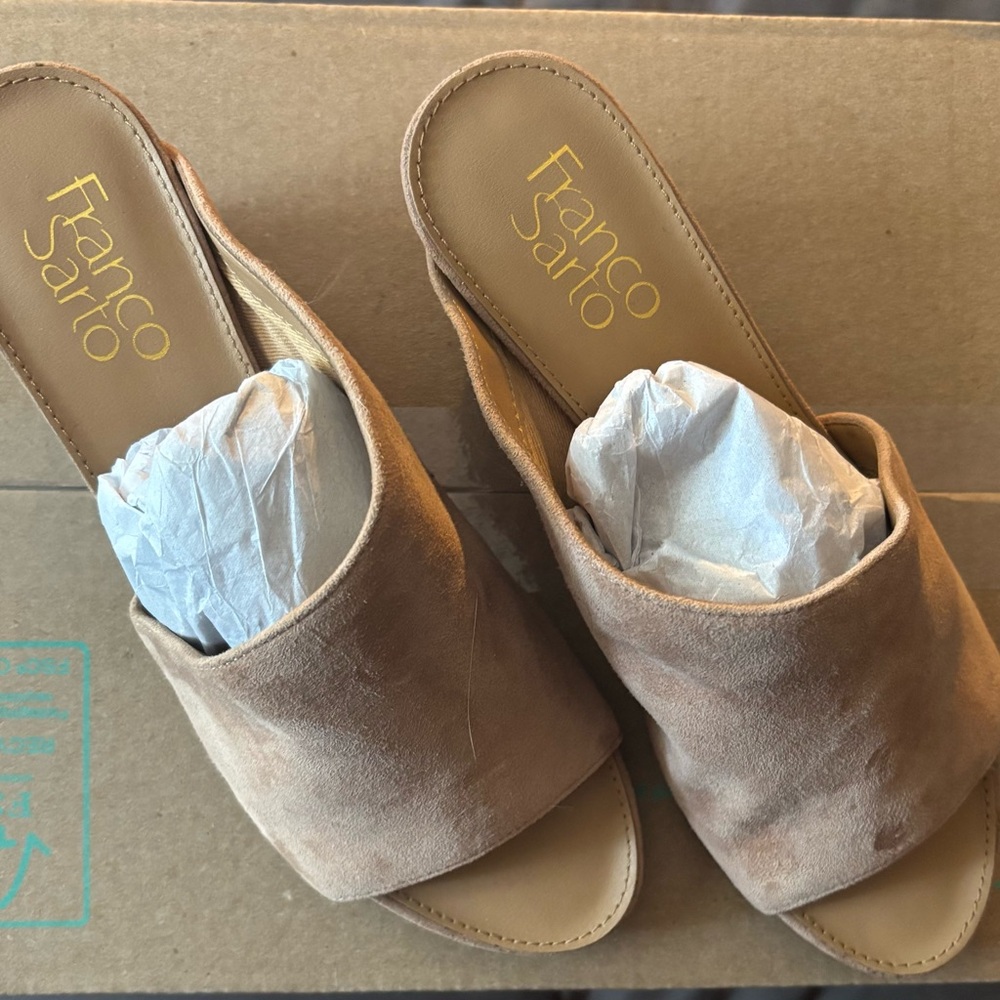 Franco Sarto Women's Beige Mules